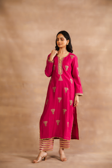 Lotus Boota Long Kurta Set